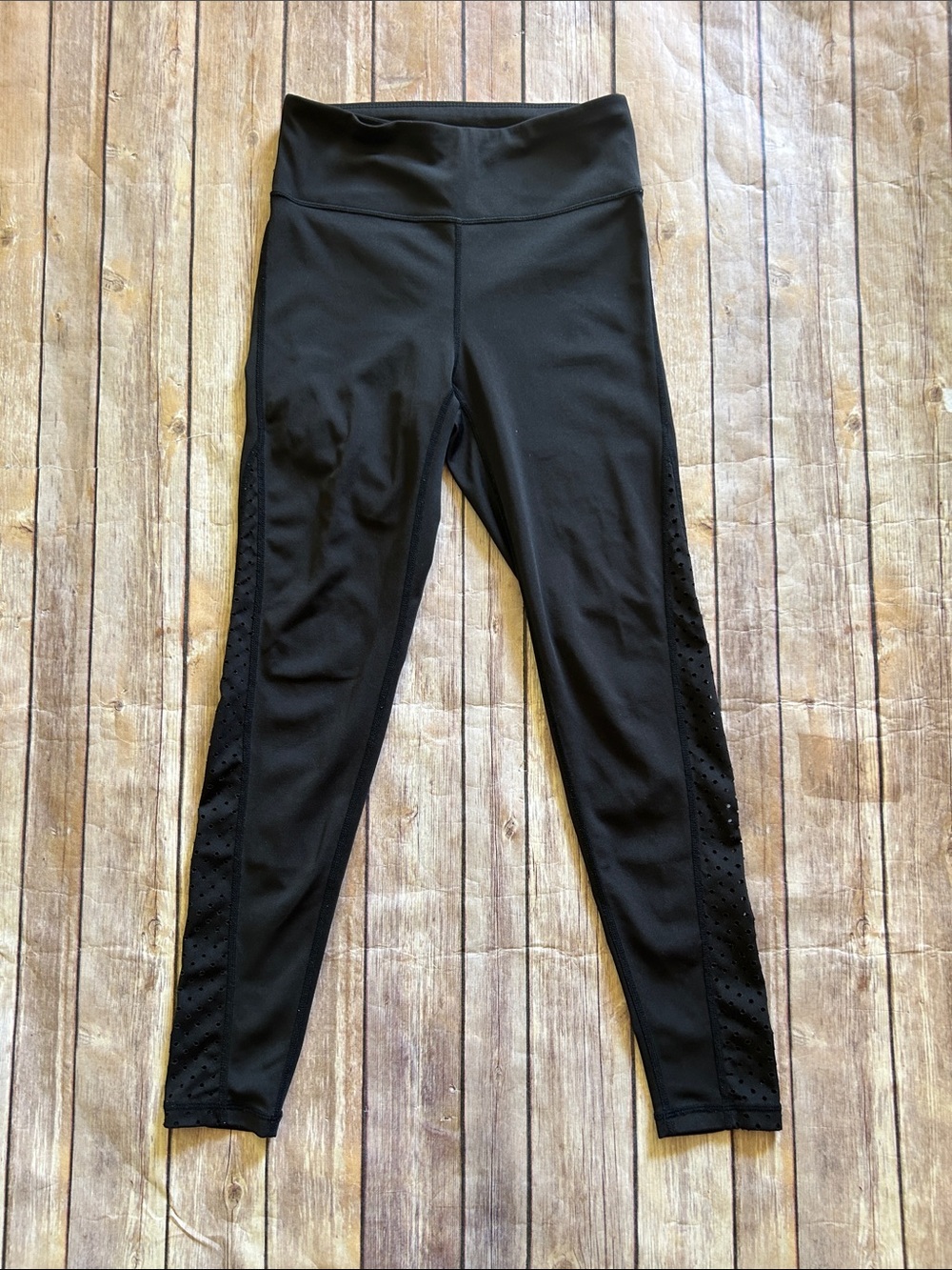 Nanette Lepore Black High-Waist Leggings with Side Mesh Detail
